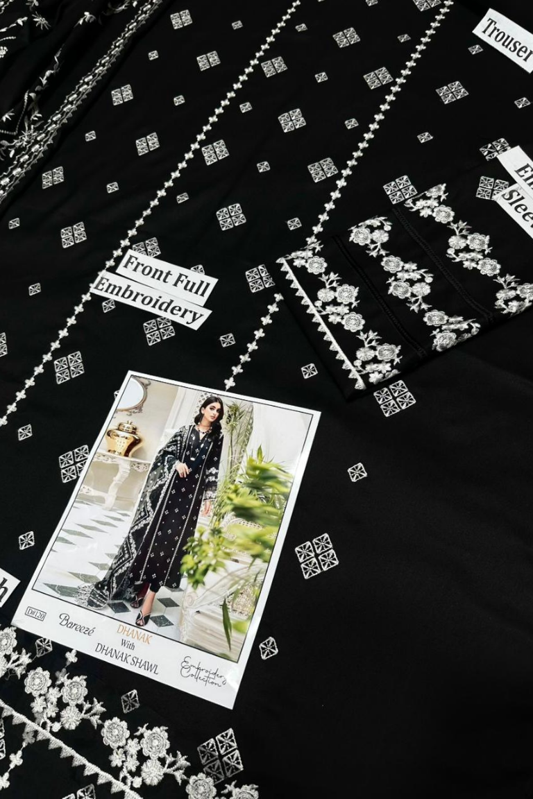 Bareeze Heavy Front Embroidered 3PC Winter Dhank - Image 2