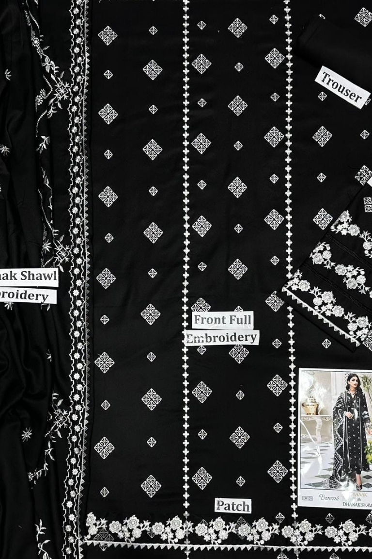 Bareeze Heavy Front Embroidered 3PC Winter Dhank - Image 3