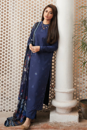 COCO By Zara Shahjahan Navy Dhanak Embroidered 3PC
