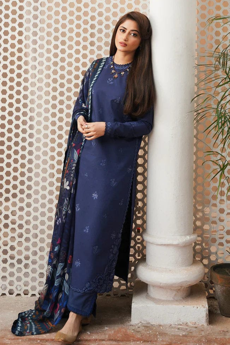 COCO By Zara Shahjahan Navy Dhanak Embroidered 3PC