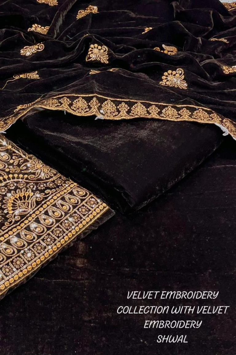 Luxury Velvet Heavy Embroidered 3PC Suit
