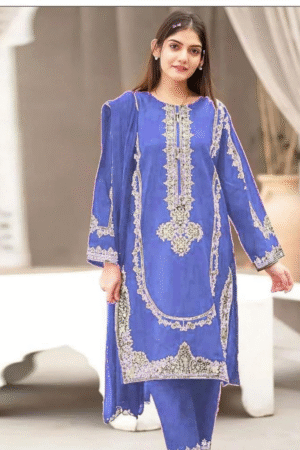 Bareeze Royal Blue Heavy Embroidered 3PC