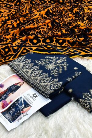 Tawakal 3pc  Embroidery fancy With VELVET SHAWL *2k25-26 Collection