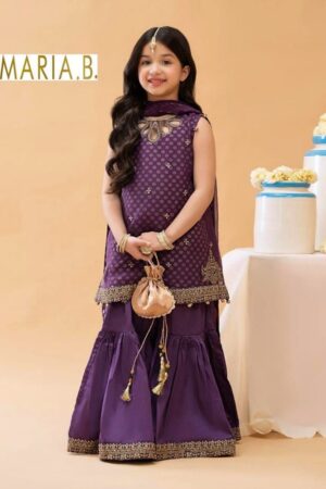 Girls Royal Purple Embroidered Festive Dress